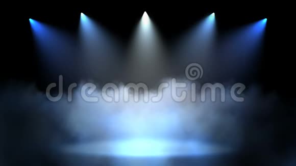 舞台上有现场照明空场景用于表演颁奖典礼或深蓝色背景上的广告摆动运动视频的预览图