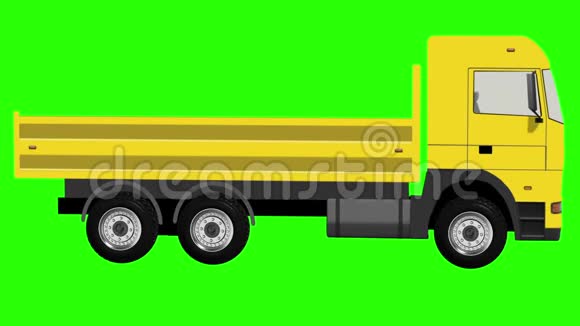 带旋转轮子的黄色卡车视频的预览图