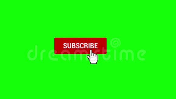动画鼠标点击订阅按钮和铃声通知与绿色屏幕色度键背景订阅视频的预览图