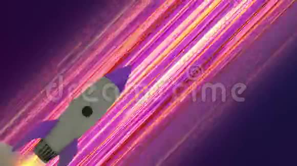 火箭飞船通过太空动画飞行霓虹灯对角线动画速度线空间运动背景视频的预览图