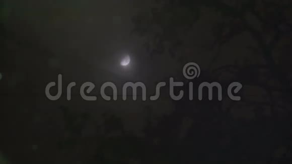 在一个大雪纷飞的冬夜里月亮隐藏在黑暗的天空中视频的预览图