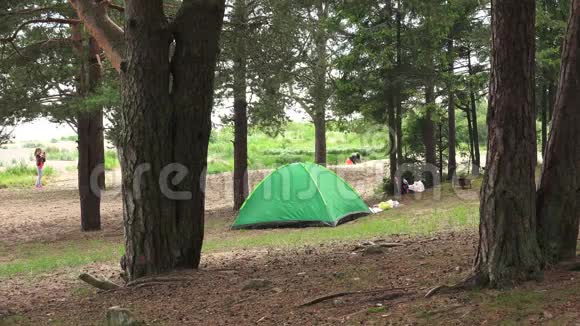 大自然上的绿色帐篷4K视频的预览图