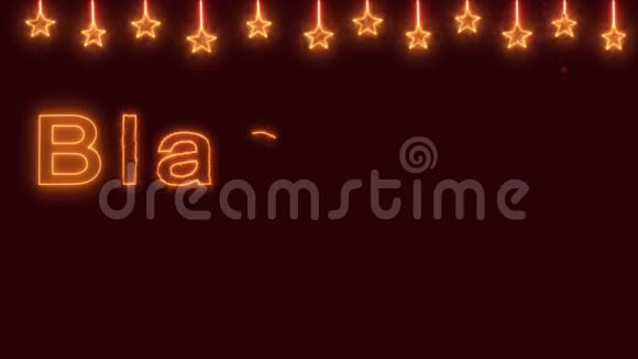 新年折扣霓虹灯标志黑色星期五的金色字母背景的星星和圣诞树视频的预览图