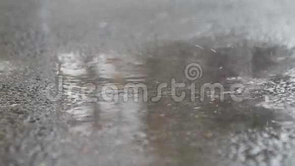 沥青面层上的雨水视频的预览图