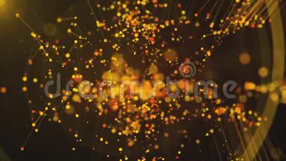 计算机生成的抽象美丽的背景黄金粒子点和线三维渲染视频的预览图