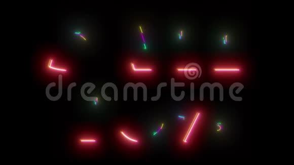 抽象背景矩形形状霓虹灯动画视频的预览图