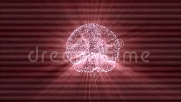 数字大脑由漂浮在黑色空间中的光束粒子和红光照明制成视频的预览图