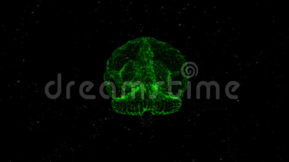 开放空间绿色人脑解剖模型的抽象观视频的预览图