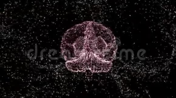 大脑漂浮在太空中随着思想在周围的光粒子之间爆炸视频的预览图