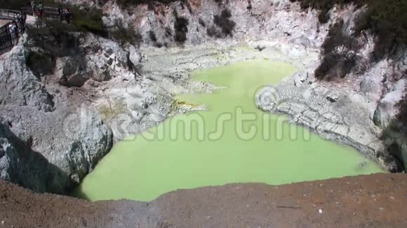 新西兰土壤背景上的间歇泉绿水温泉视频的预览图