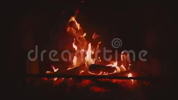 在壁炉里烧柴火视频的预览图