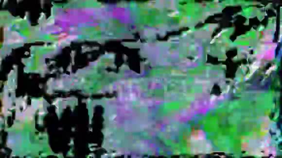 五颜六色的霓虹灯波浪梦幻闪闪发光的背景数据监控录像视频的预览图