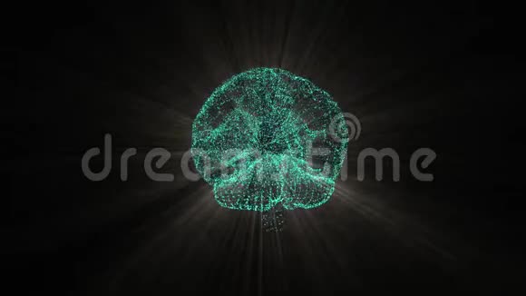 大脑动荡的概念视频显示大脑积极寻找答案在空间中产生明亮的照明视频的预览图