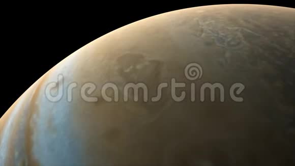 木星从黑暗和明亮的侧面旋转计算机产生3D渲染逼真视频的预览图