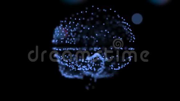区块链概念在空间中漂浮着一种形状的大脑脑中有着波克粒子视频的预览图
