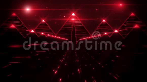 3D红色科幻金字塔隧道环形运动背景视频的预览图