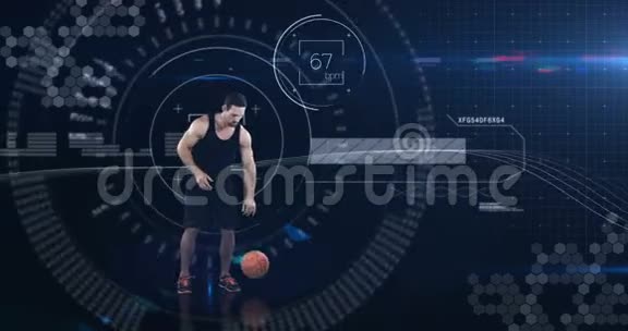 运动员在动画背景下打篮球视频的预览图