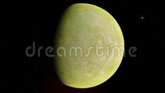 4K系外行星三维插图浅绿色黄色多云行星从轨道酸性有毒沙漠元素视频的预览图