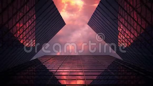 飞机飞过摩天大楼日落的精彩视频组合视频的预览图