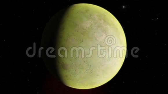 4K系外行星三维插图浅绿色黄色多云行星从轨道酸性有毒沙漠元素视频的预览图
