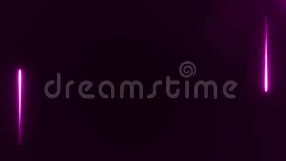 摘要矩形霓虹灯框架由两条紫色移动线组成黑色背景三维渲染动画视频的预览图