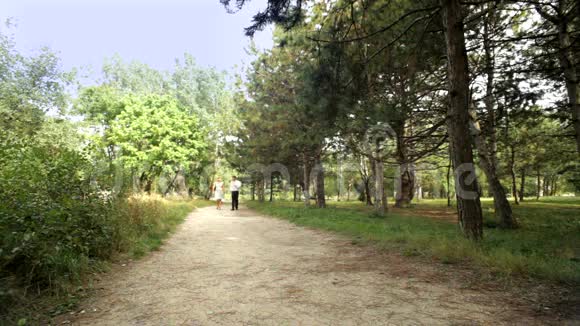 公园里的浪漫漫步视频的预览图