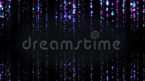 美丽的圣诞节加兰灯光闪烁的波克无缝问候背景蓝色紫色装饰加载3d视频的预览图