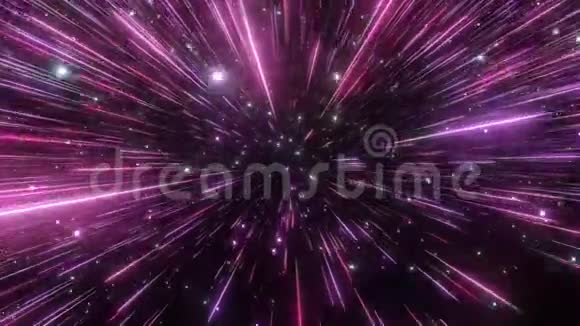 抽象超空间背景光的速度霓虹发光的光线和恒星的运动紫罗兰版穿过星星视频的预览图