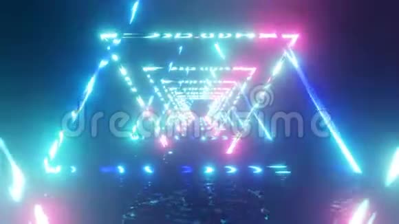 带有霓虹灯三角形的VJ循环计划抽象荧光背景新生儿背景霓虹灯三角形视频的预览图
