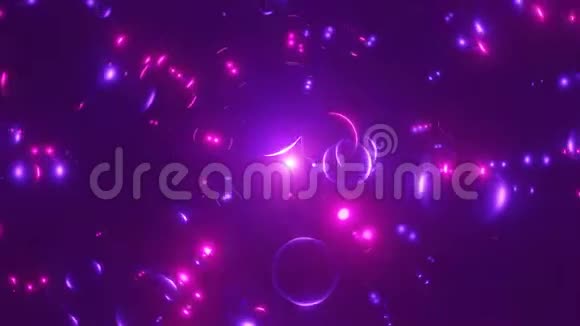 新生儿背景霓虹灯透明球在空间和闪亮中移动灯光4K环动画视频的预览图