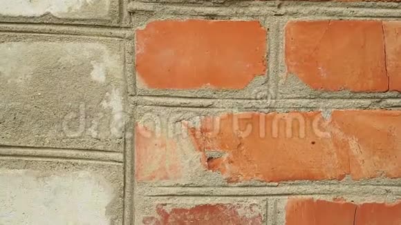 旧砖墙红白相间视频的预览图
