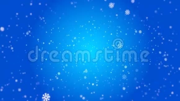 在蓝色背景上落下雪花作为基质视频的预览图