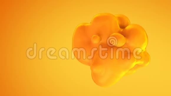 橙色光泽的液体分子合并成一个单一的形状非晶态有机渲染BLOB动画视频的预览图