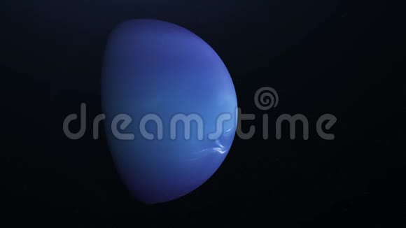 令人惊叹的蓝色海王星行星在外层空间无尽的恒星之间旋转动画抽象蓝球视频的预览图