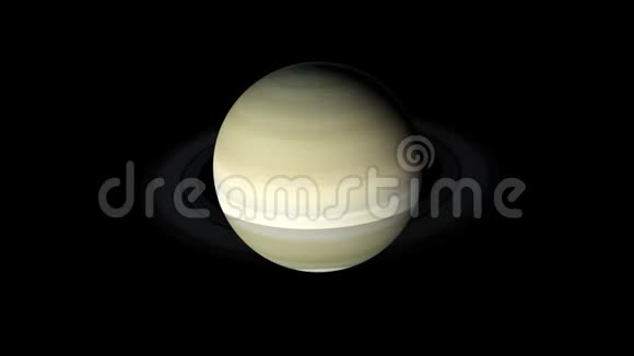 土星从黑暗和明亮的侧面计算机产生现实科学背景的三维渲染视频的预览图