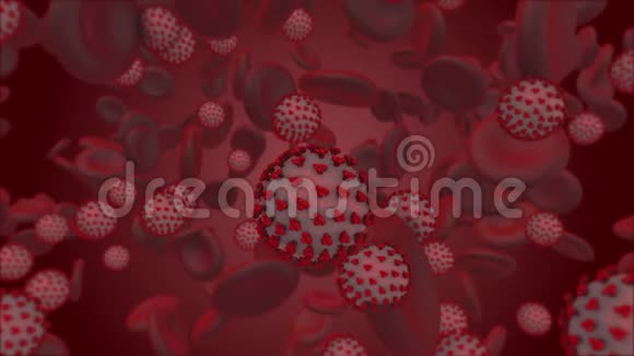 冠状病毒人血中冠状病毒颗粒的三维渲染视频的预览图