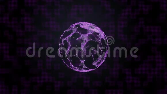 全球媒体概念在抽象的紫色背景下4k行星丛网屏蔽下的视频视频的预览图