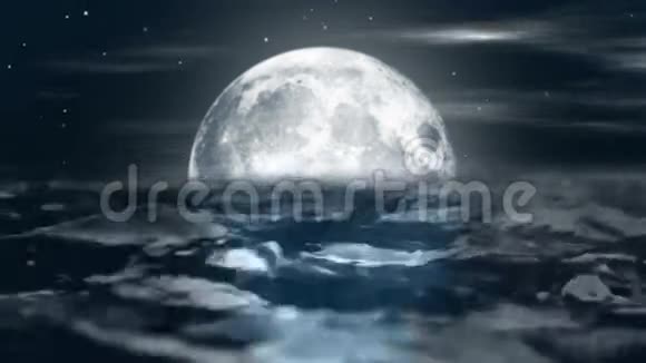 海浪中的夜月动画视频的预览图