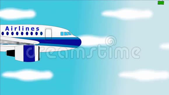 飞机在蓝天上飞行带有彩色屏幕的横幅视频的预览图