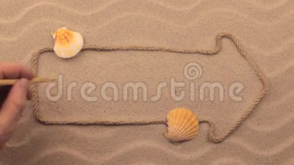 泰国铭文用手写在沙子上用绳子做成的指针视频的预览图