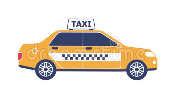 出租车汽车卡通平面图标视频的预览图
