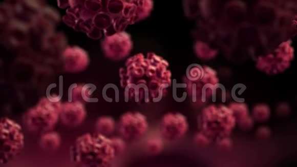 冠状病毒2019nCOV与红色血液在黑暗背景3D传染病毒图为医疗卫生服务视频的预览图