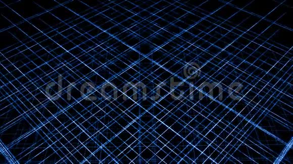 3D空间与网格线动画黑色背景上细线的多级网格中间的细线视频的预览图