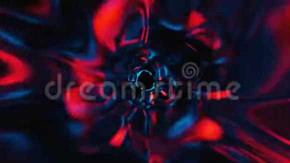 飞胸环形抽象彩色VJ隧道与蓝色和红线未来速度大数据动画3D绘制视频的预览图