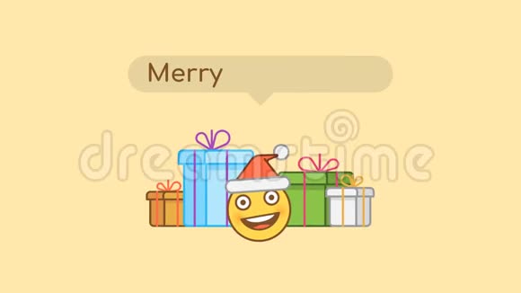 在圣诞老人的帽子和礼品盒里的Emoticon圣诞音乐会阿尔法通道视频的预览图