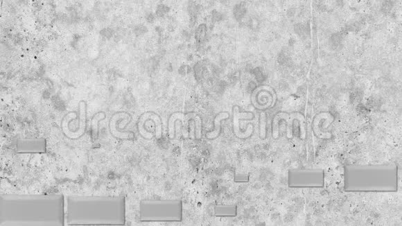 抽象的白色砖块出现并在灰色背景上形成一堵墙动画同样大小的长方形站着视频的预览图