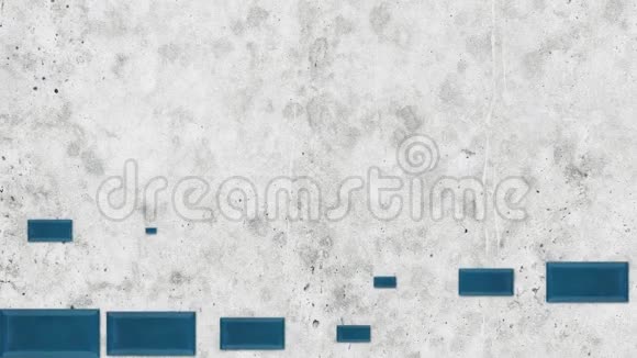 蓝色四边形抽象背景运动图形动画用蓝色砖块建造的抽象墙视频的预览图