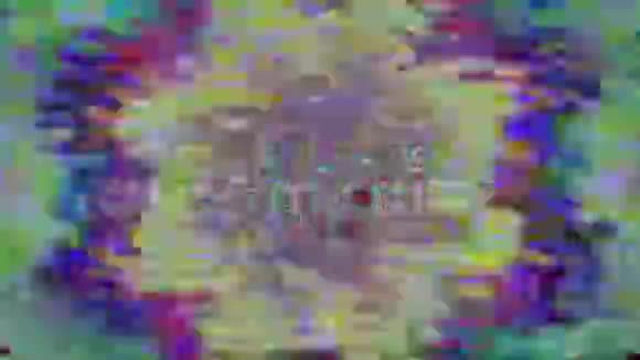 迷人的坏电视模仿耀斑闪烁的背景无缝镜头视频的预览图