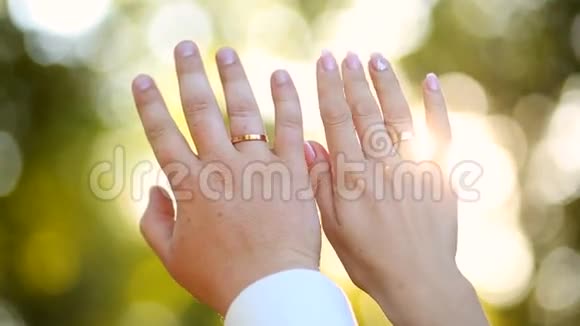 新婚夫妇戴着结婚戒指视频的预览图