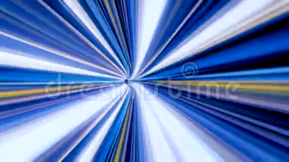 通过隧道快速移动动画快速移动通过网络隧道与霓虹灯条纹在空间令人眼花缭乱的交通视频的预览图